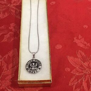Stainless Steel US Navy Pendant Necklace on Stainless Extender Snake Chain – NWT